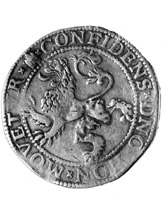 On its reverse a Lion rampant ('attacking') with the Latin motto: Confidens Domino non movetur, "Confidence in the Lord is not moved".