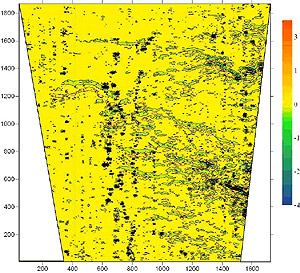 Figure 8. Band pass filtered magnetic map of survey area