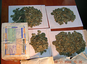 Part of the 5,000 Ancient Coins seizured by the Unit for the Prevention of Antiquities Robbery