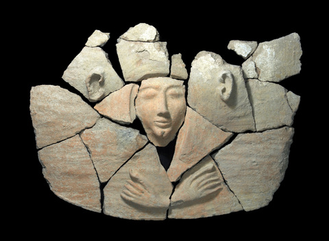 Parts of the coffin’s lid after an initial cleaning. Photograph: Clara Amit, courtesy of the Israel Antiquities Authority