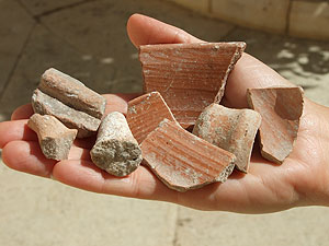 The bowl sherds were decorated with wheel burnishing lines characteristic of the First Temple Period