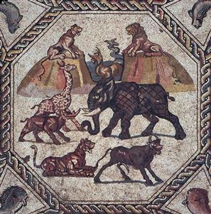 Fragment Mosaic Floor Decorated with animal figures  
 Photographer:Davidov Nicky