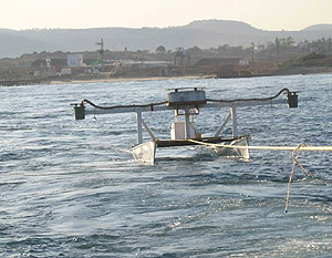 Figure 2. Survey vessel off the Atlit fortress in the Mediterranean Sea