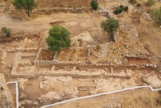 An aerial picture of David’s palace and the Byzantine farmhouse. Photograph: Sky View, courtesy of the Hebrew University and the Israel Antiquities Authority